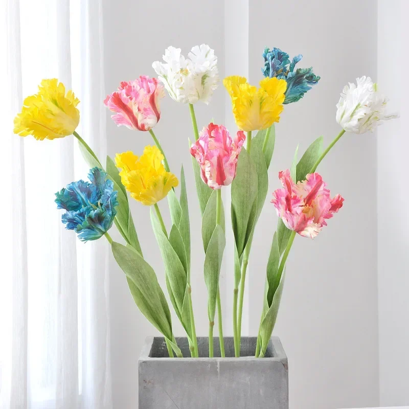 69CM Parrot Tulip Artificial Flower 3D Printing Texture Moisturizing Silk Flower Home Decoration Photography Prop