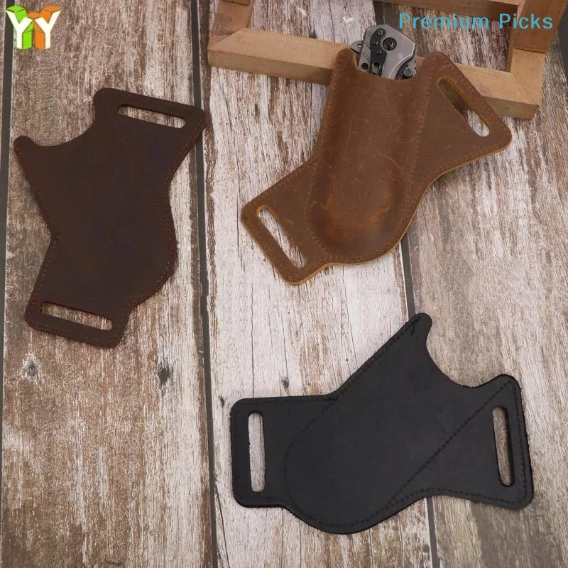 1pc Folding Folding Knife Belt Pouch PU Leather Scratch Resistant Storage Sheath Folding Knife Pocket Knife Camping Storage Tool view 5