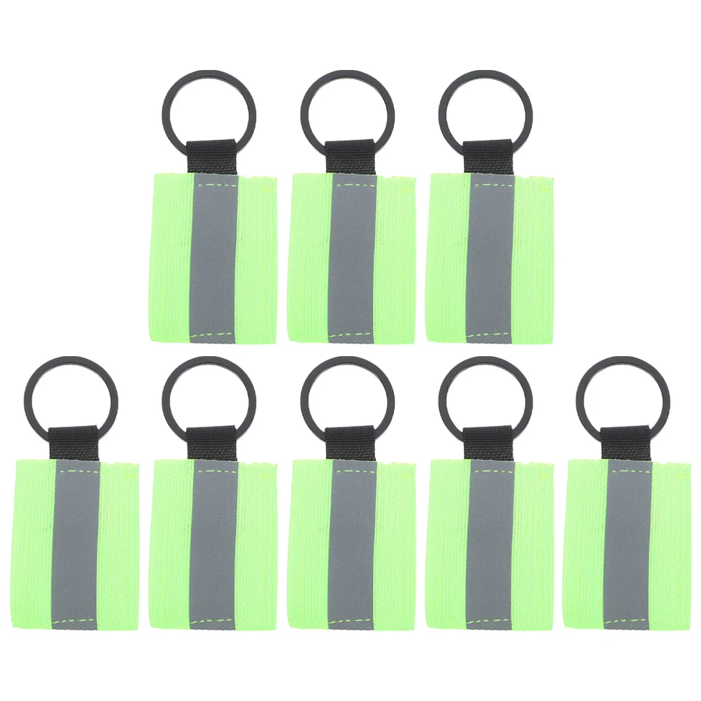 8 個の反射キーホルダーストラップナイロンアルミニウム合金耐久性のあるジッパープルバックパックバッグ自転車夜間安全ギア用