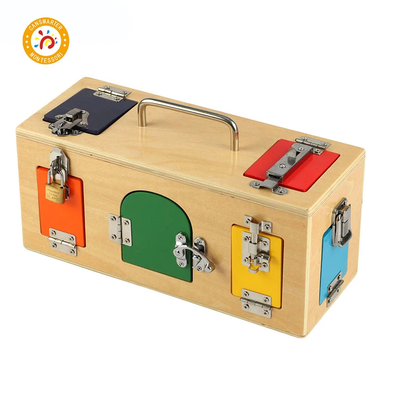 

Locks Exercise Box Montessori Box Multiple Shape Training Materials Daily Life Game Wooden Educational Home Preschool Child Toys