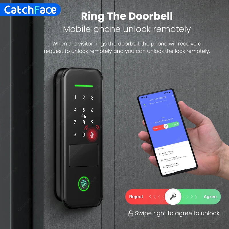 Fingerprint Waterproof Outdoor Garden Lock Remote TUYA WIFI App Smart Life Code Keyless Smart Door Lock Electric Rim Lock