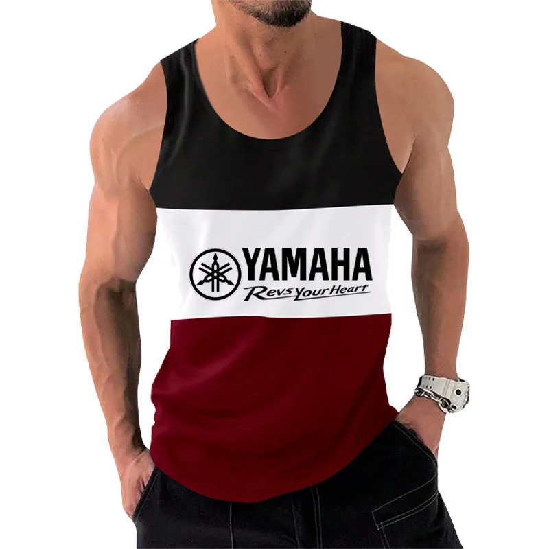 YAMAHA Logo Men'S Summer Fitness Sports Vest Casual Slim Fit Men'S Sleeveless Wide Shoulder T Shirts Color Transfer Paper Men Ta
