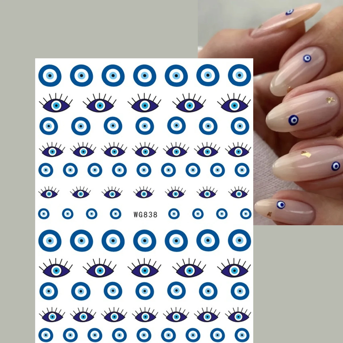Nuevas pegatinas 3D para uñas de ojo malvado azul para niñas, pegatinas autoadhesivas con diseño de mariposa para uñas DlY, pegatinas hermosas para