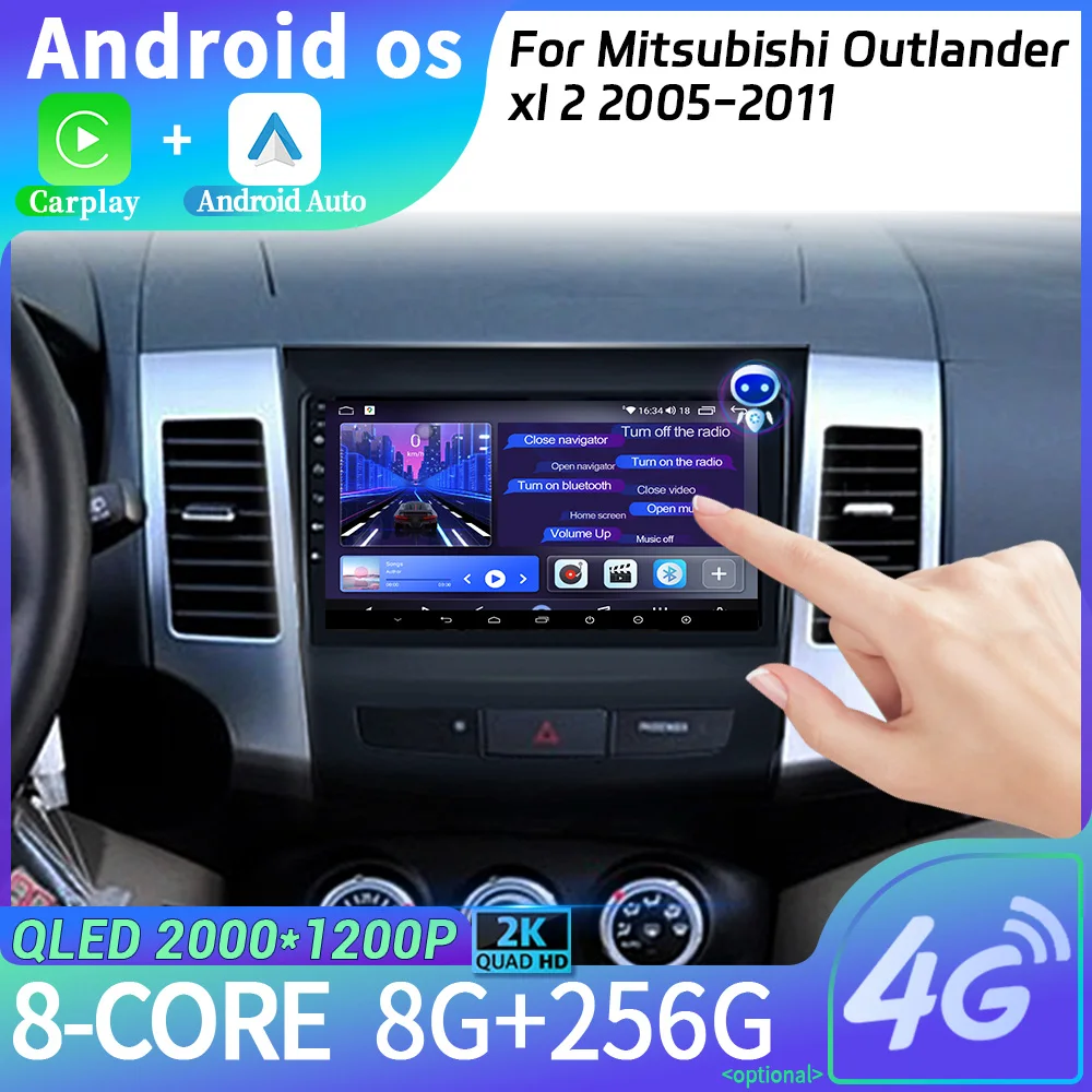 

Car Radio Multimedia Navigation Stereo Head Unit Screen Android 14 For Mitsubishi Outlander xl 2 2005-2011