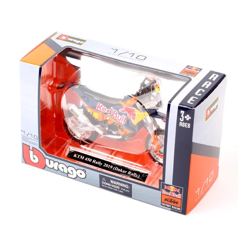 1/18 Scale Bburago 450 Rally 2019 2013 Rider #1 Macro Red Bull Racing Motocross Enduro Motorcycle Diecasts & Toy Vehicles Model