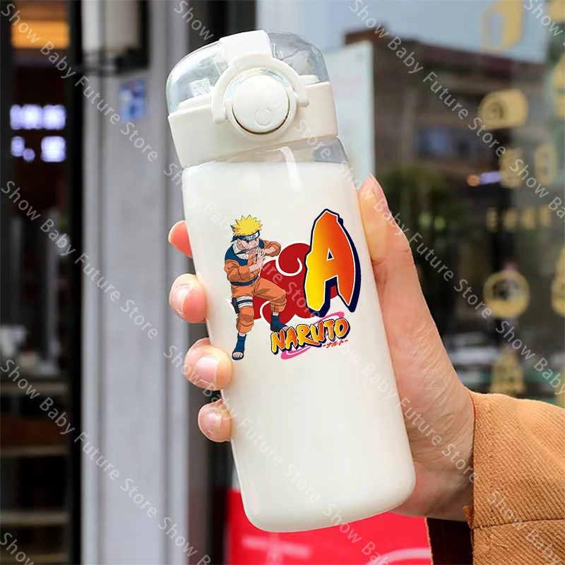 400ML NARUTO Boys Transparent Straw Cup Cute Cartoon Letter Water Cup Student Drop-Resistant Water Glass Portable Birthday Gifts