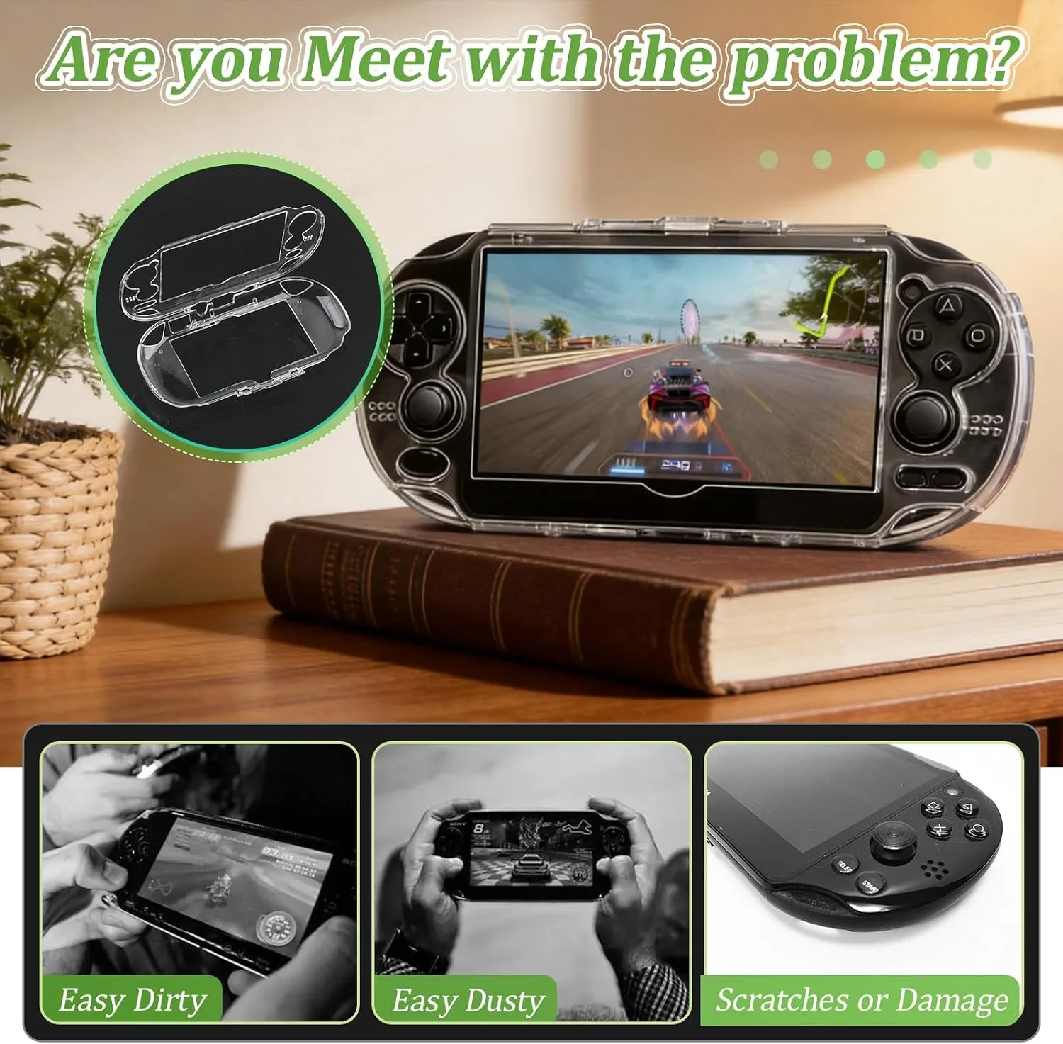 Hard Crystal Case & Screen Protector Bundle for Sony PSV 1000 2000, Anti-Scratch Shockproof Clear Protective Gaming Accessory