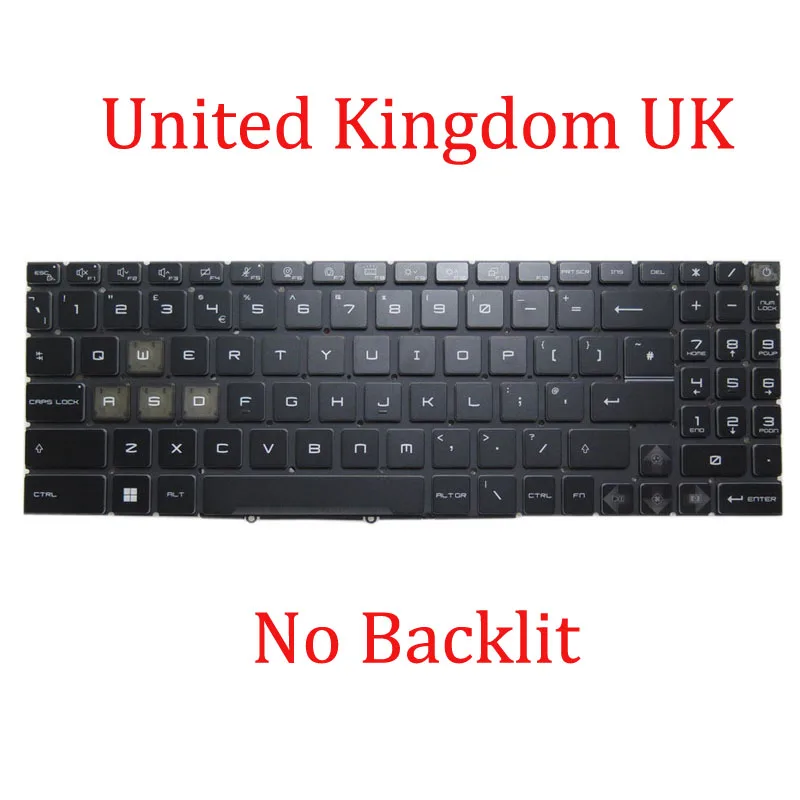 Blue/Red Monochrome / No Backlit US UK RU Keyboard For MSI Creator Z16 HX Studio A13VETA A13VFTA A13VGTA MS-15G3 Black No Frame