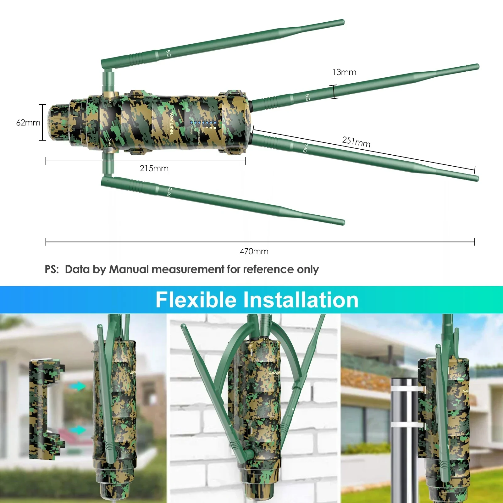 Camouflage AC1200 High Power Outdoor Wireless WiFi Router AP Repeater Extender With PoE And High Gain 2.4 5GHz Dual Band Antenna