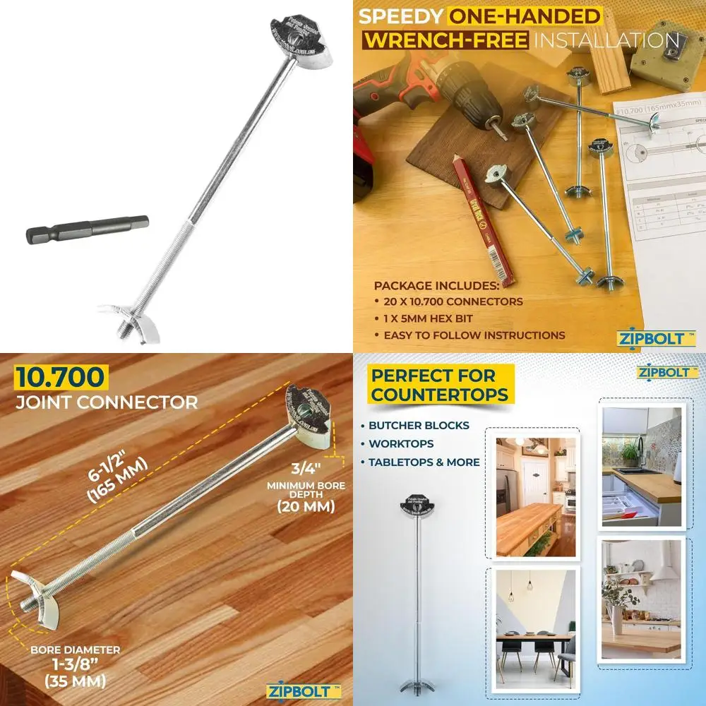 

Набор из 20 соединителей для столешниц с шестигранным битом 5 мм для соединения поверхностей и мебели