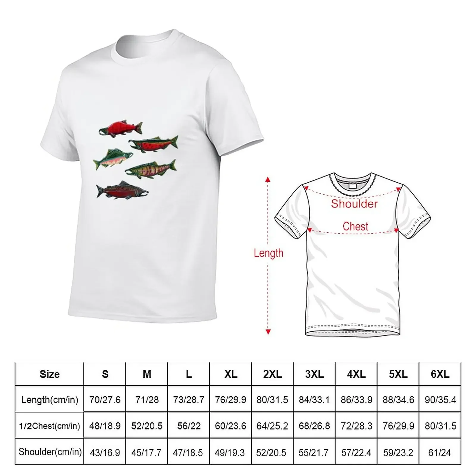 Pacific Salmon in Gouache T-Shirt summer top cute clothes new edition mens funny t shirts