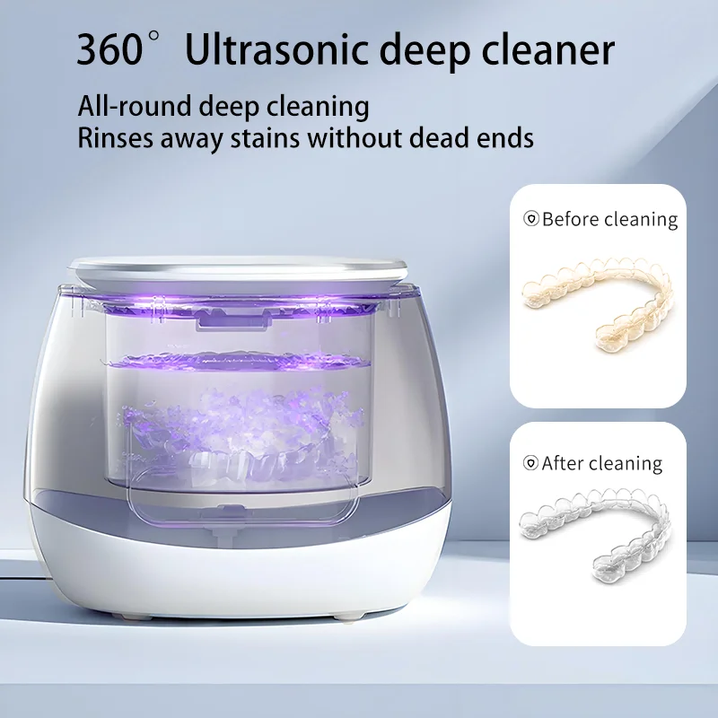 Compact Ultrasonic Multifunctional Cleaning Machine USB - Small Household Jewelry Cleaner for Makeup Brushes Braces Mouthguards