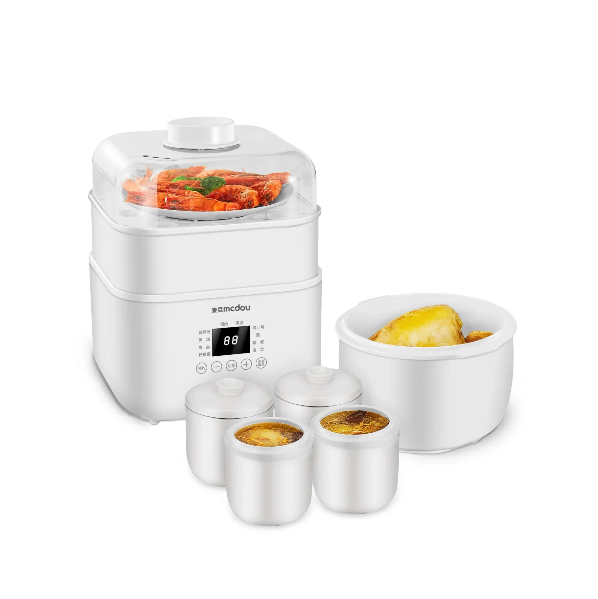 4L ต้มโจ๊กไฟฟ้ากันน้ำได้ความจุมากหม้อเซรามิกน้ำดีห้าถ้วยสตูว์อัตโนมัติใช้ในครัวเรือน