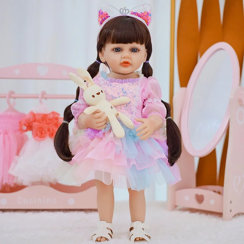 22-Inch Handmade High-Quality Soft Vinyl Silicone Rebirth DollQ22 Comforting Early Education Doll 3D Painted Realistic Baby Doll