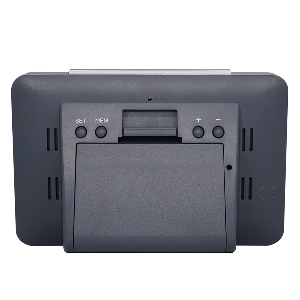 

Digital Alarm Clock Multifunction Black Indoor Outdoor Temp Humidity Display Time Date Week Moon Phase Pressure