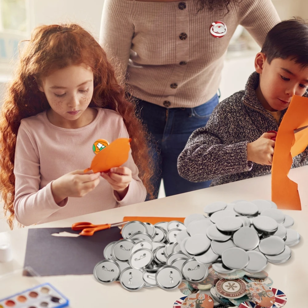 100/200 قطعة لتقوم بها بنفسك زر جزء لوازم 25 مللي متر-75 مللي متر لآلة صانع الأزرار شارة دبوس معدنية مستديرة (الحديد العلوي والسفلي وفيلم بلاستيكي)