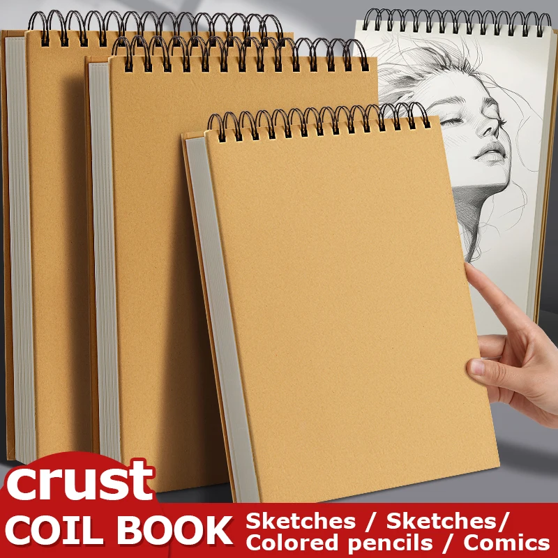 

160GSM Professional Sketchbook Thick Paper Top Spiral Bound Art Supplies, Painting Writing Paper Pencil Watercolour Drawing Book