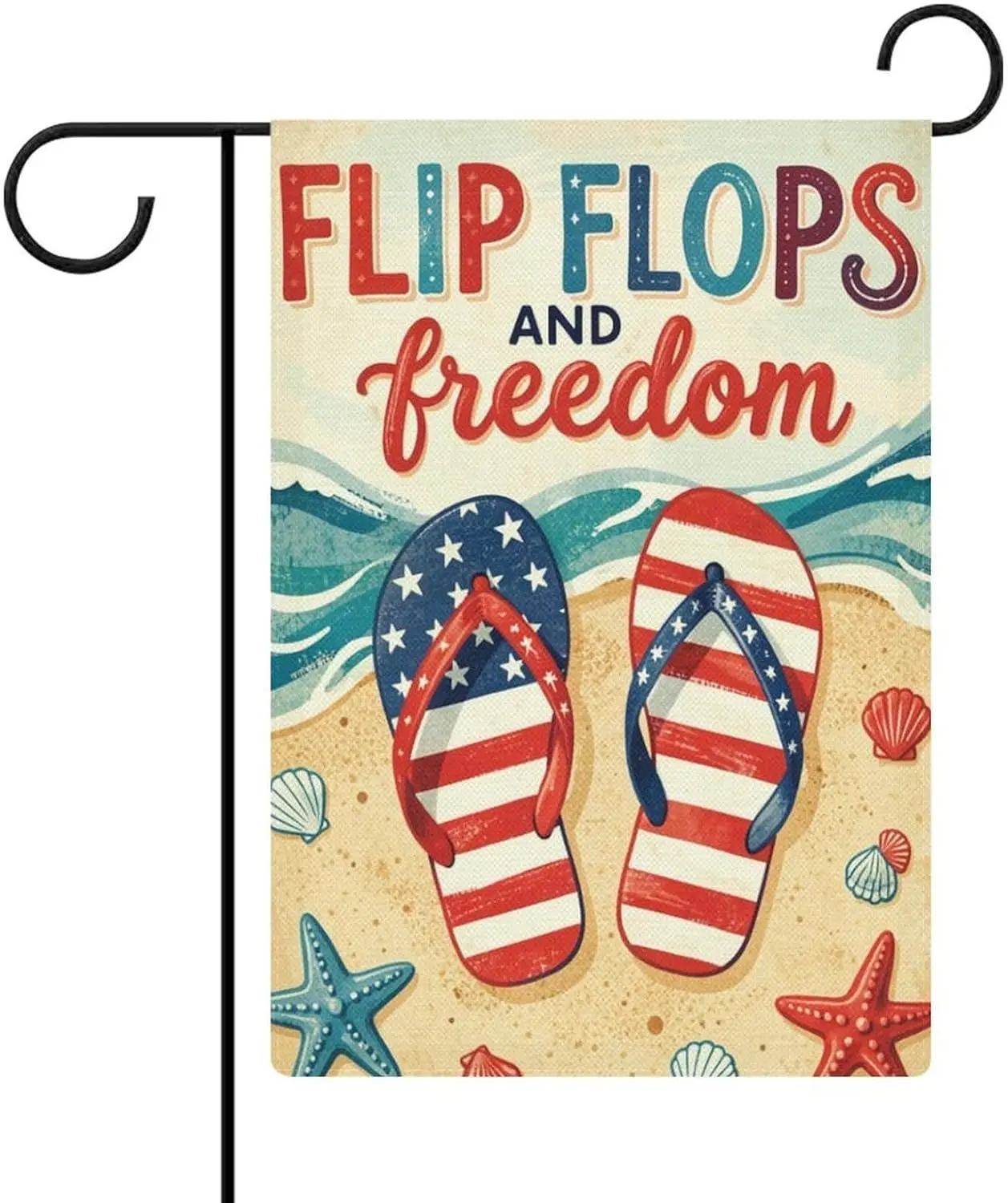 4th of July Flip Flops Freedom Patriotic Double Sided Garden Flag 12.5x18 Inch Beach Decor MMZ