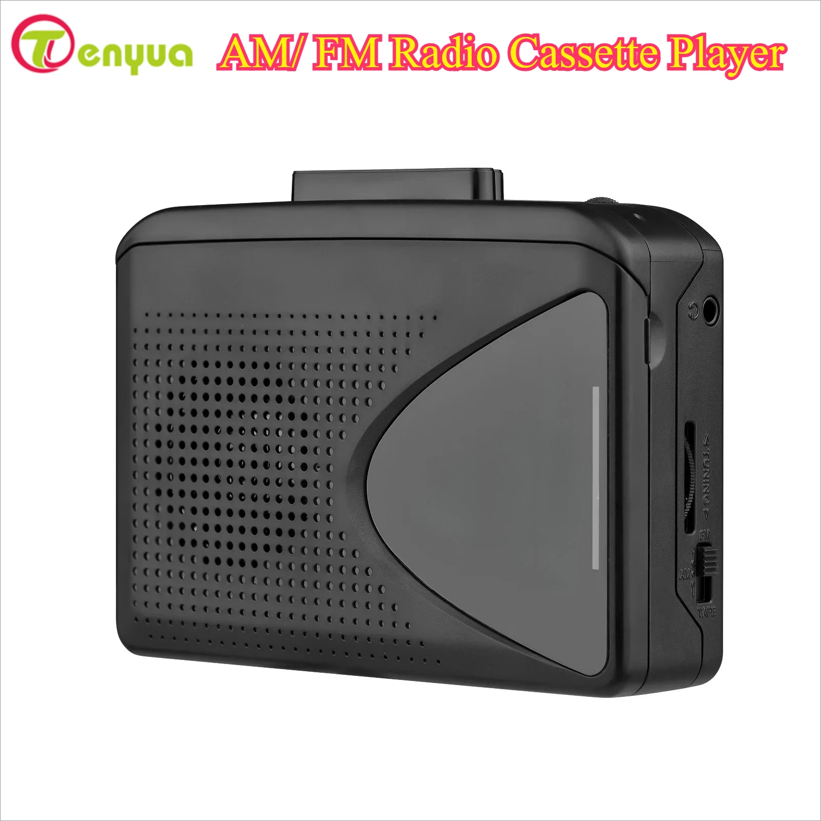 2025 TenYua Przenośny odtwarzacz kasetowy Radio AM/FM Auto Stop Mini Stereo Tape Player Gniazdo słuchawkowe 3,5 mm Regulacja głośności