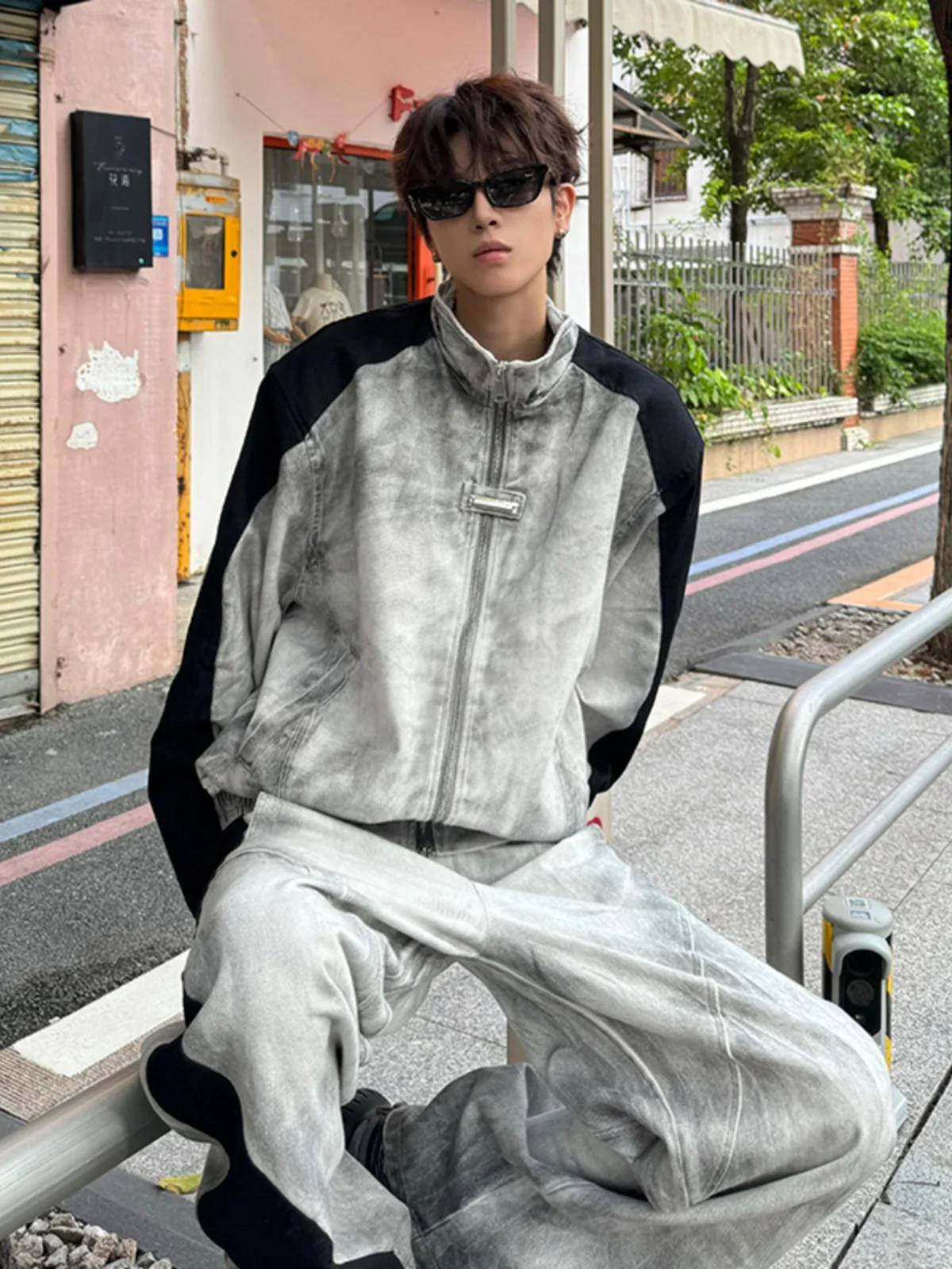 

Ay сращенный галстук-краситель с завышенной талией, весенне-осенний или мужской джерт, американская ретро-винтажная рабочая одежда, молодежная мода