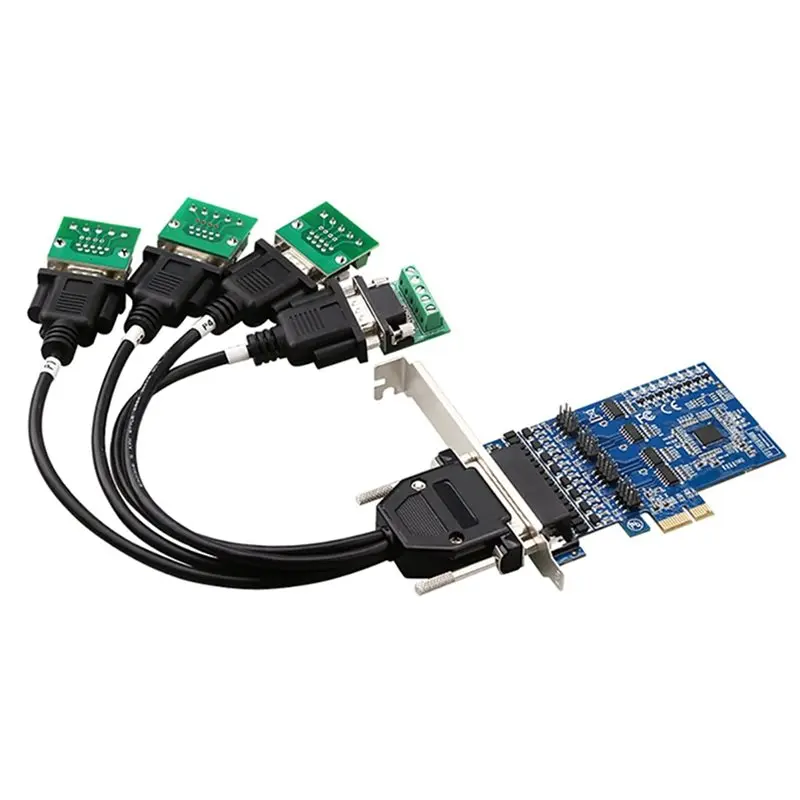 ABUN-2X PCI-E To RS485/422 Expansion Card Industrial-Grade Serial Card Converter With Voltage Suppression Protector,4 Ports