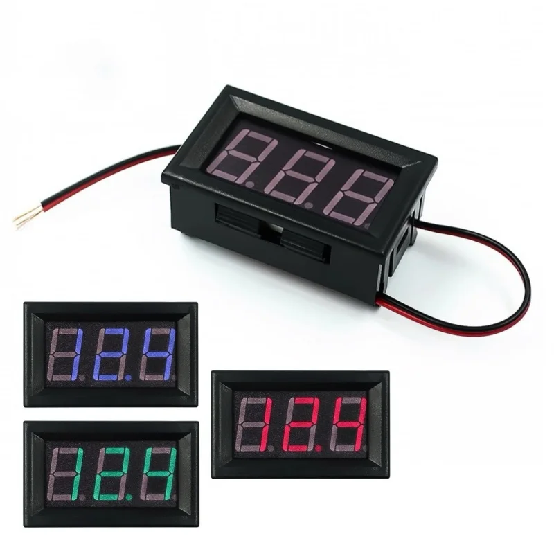 1pcs 0.56-inch 2-Wire DC Voltmeter Red Green Blue LED Display Panel Voltage Meter Voltmeter Home Use Voltage 3 Digital DC4.5-30V