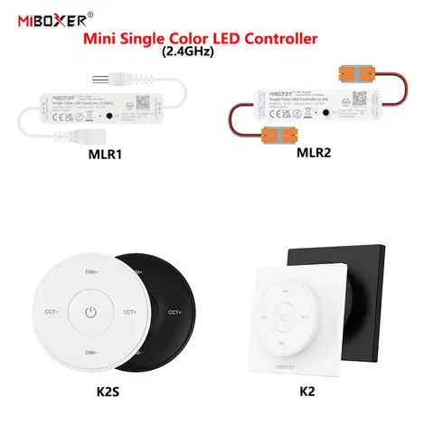 Miboxer MLR1 MLR2 K2 K2S DC12-24V Mini 2.4GHz RF Wireless Remote Dimmer for 2835 5050 Single Color Strip Light LED Controller