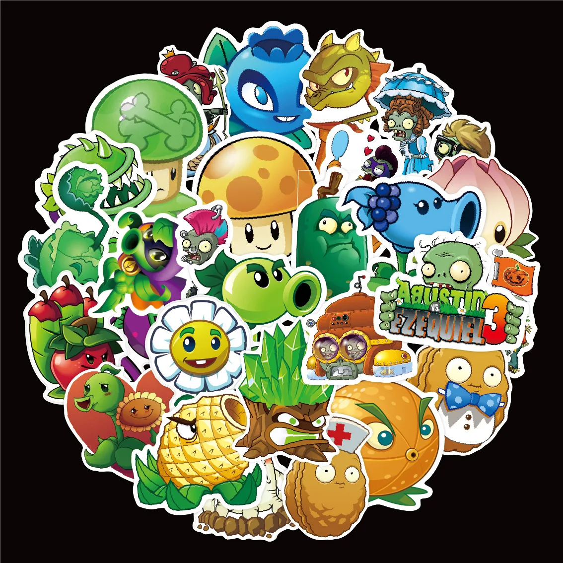 50pcs Plants Vs. Zombies Game Stickers Water Cup Storage Box Journal Scrapbooking Sticker Kawaii Toys Stationery School Supplies