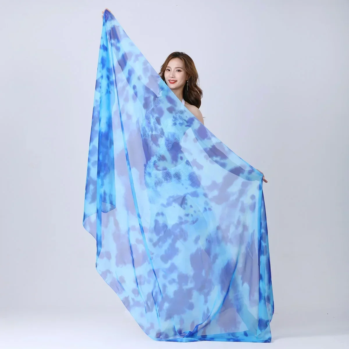 12 Colour Belly Dance Performance Tie Dye Light Texture Veil Shawl Scarf  Women Rectangle Hand Thrown Veils 250cm * 120cm