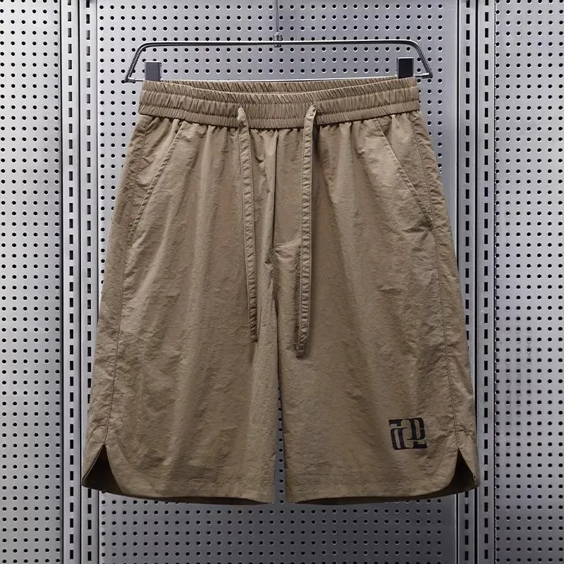 

Ice Silk Qui Dry Outdoor Men's orts Summer Casual Four-Part orts Loose Fit Straight Leg Elastic Waist Khaki Color