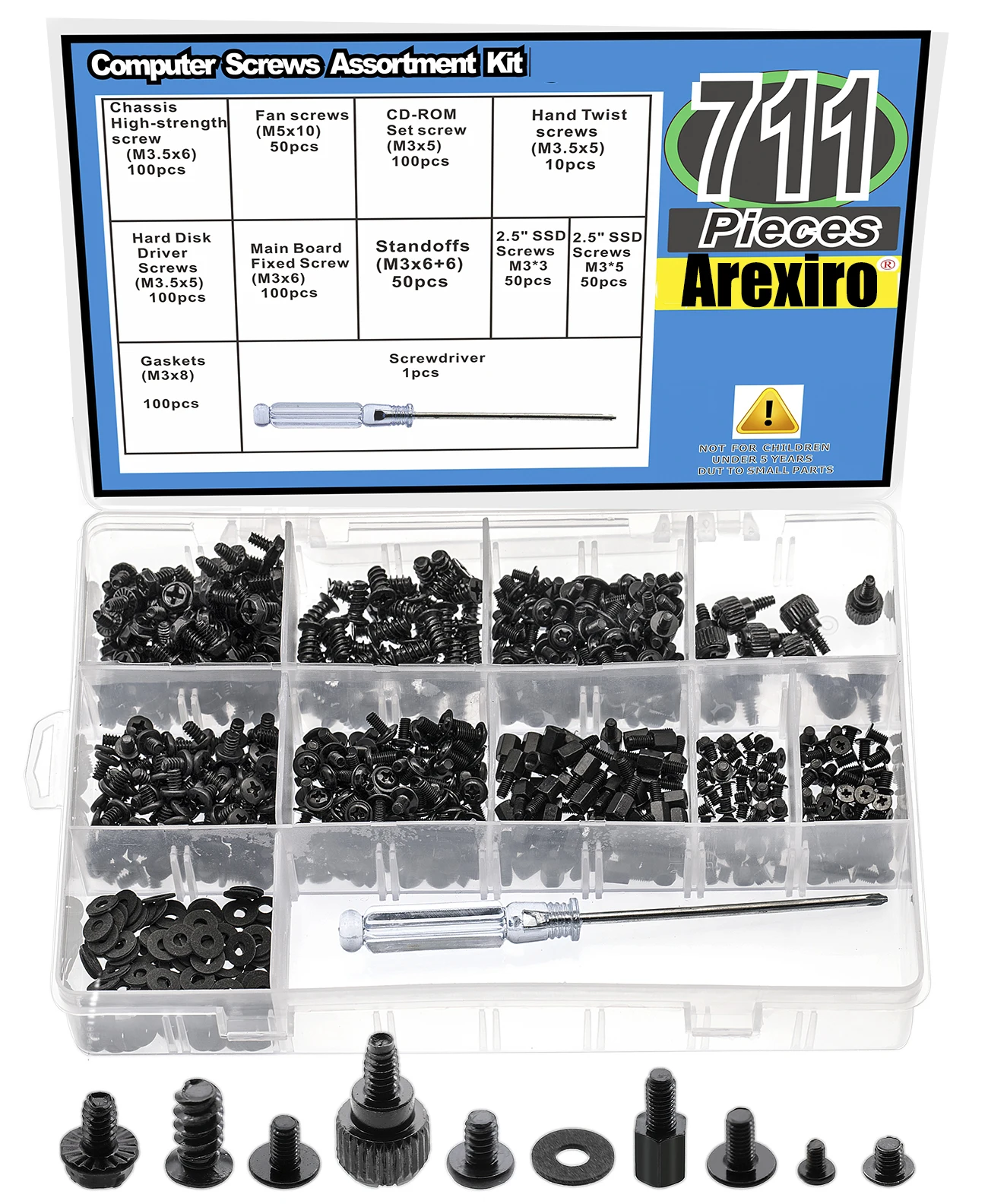 711pcs Motherboard Standoffs Screws Kit, SSD Screws, Replacement PC Computer Screws Set for Mainboard, HDD Hard Drive, SSD