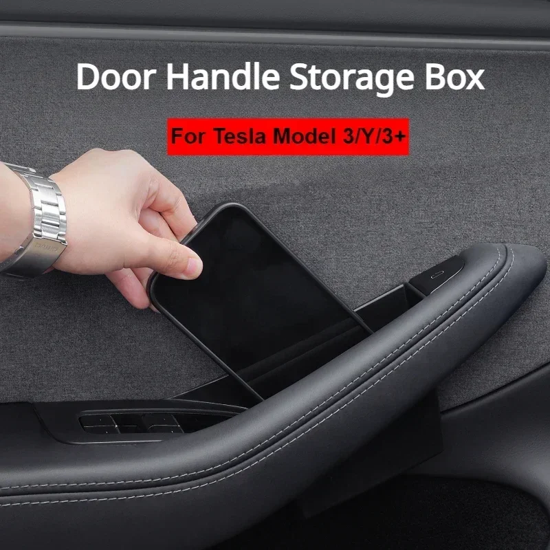 Four-door Inner Handle Storage Box for Tesla Model 3/Y/3+ Highland 2024 Convenient All-inclusive Storage Box Car Accessories