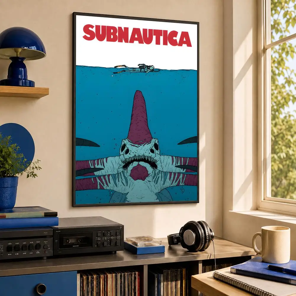 Game S-Subnautica Poster HD PP Waterproof Wall Decor for Living Room Bedroom Gaming Room Cafe Unique Gift