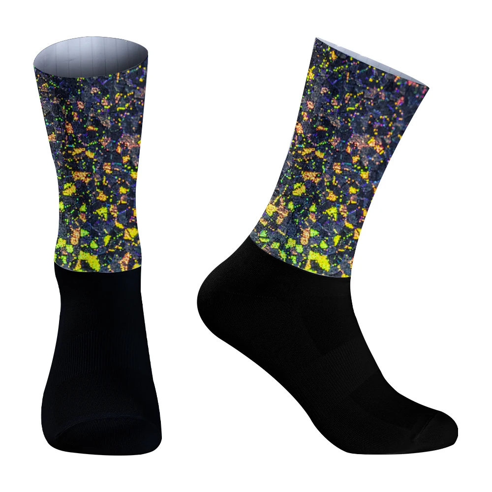 Chaussettes de cyclisme coordonnantes en silicone, accessoire de sport pour vélo de route, nouvelle collection été 2024