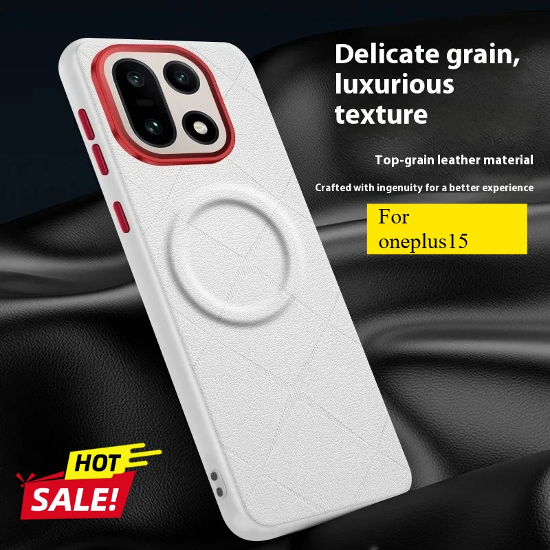 

For OnePlus 15 Case Luxury Leather Print Texture Business Style Cover For OnePlus 15 Shockproof Bumper Funda