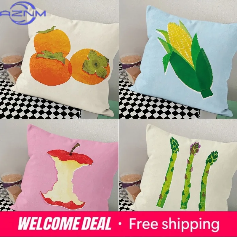 Fresh Fruit and Vegetable Digital Printing Pillowcase Sofa Living Room Cushion Cover Bedroom Bedside Natural Wind Pillow Cover