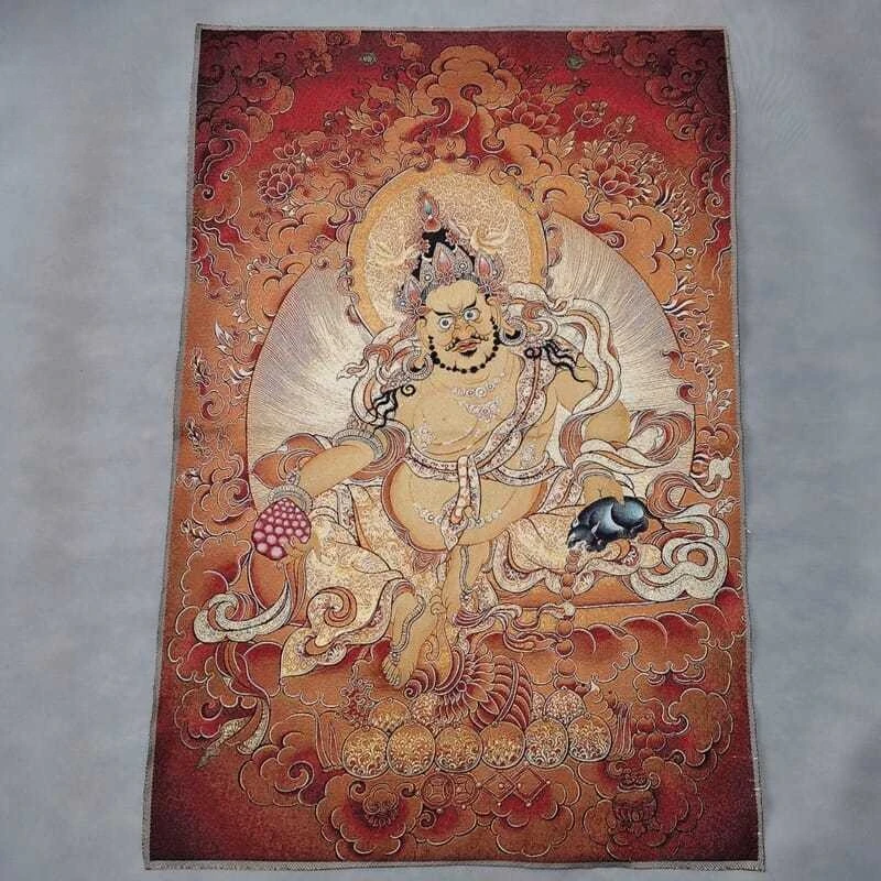 Tibet Tibetan Cloth Silk Buddha's light god of wealth Thangka Tangka Embroidery Painting Embroidery Hanging Pictures