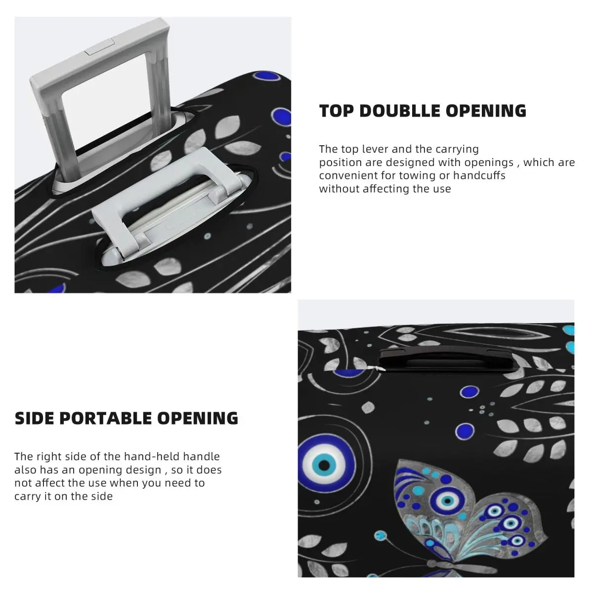 Capa de mala de mau olhado borboleta turca proteção de viagem férias capa de bagagem elástica