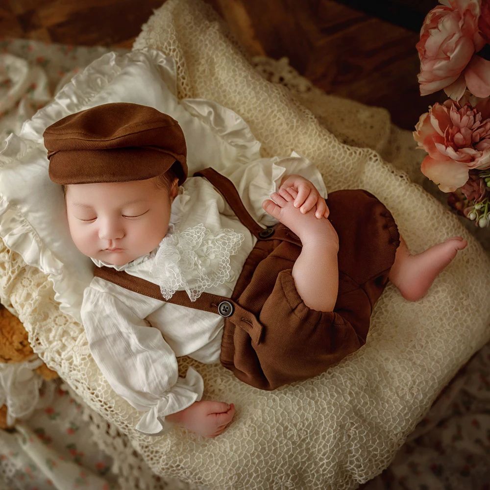 

Реквизит для фотосъемки новорожденных, детская одежда, костюм джентльмена в стиле ретро со шляпой, одежда для детской фотосессии, аксессуары для костюмов для детского душа