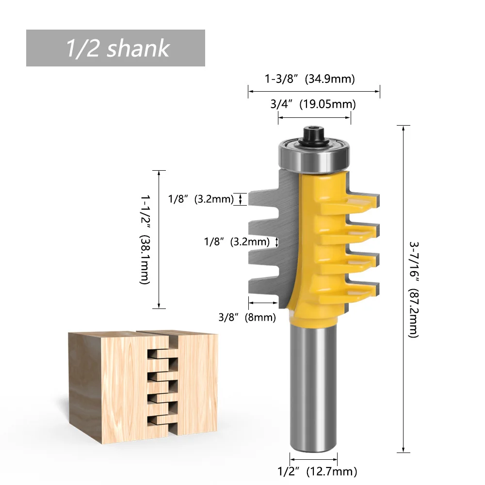 1/2 Handle 1/4 Handle Tapered Tenon Cutter, Board Splicing Cutter, Finger Joint Cutter, Woodworking Milling Cutter