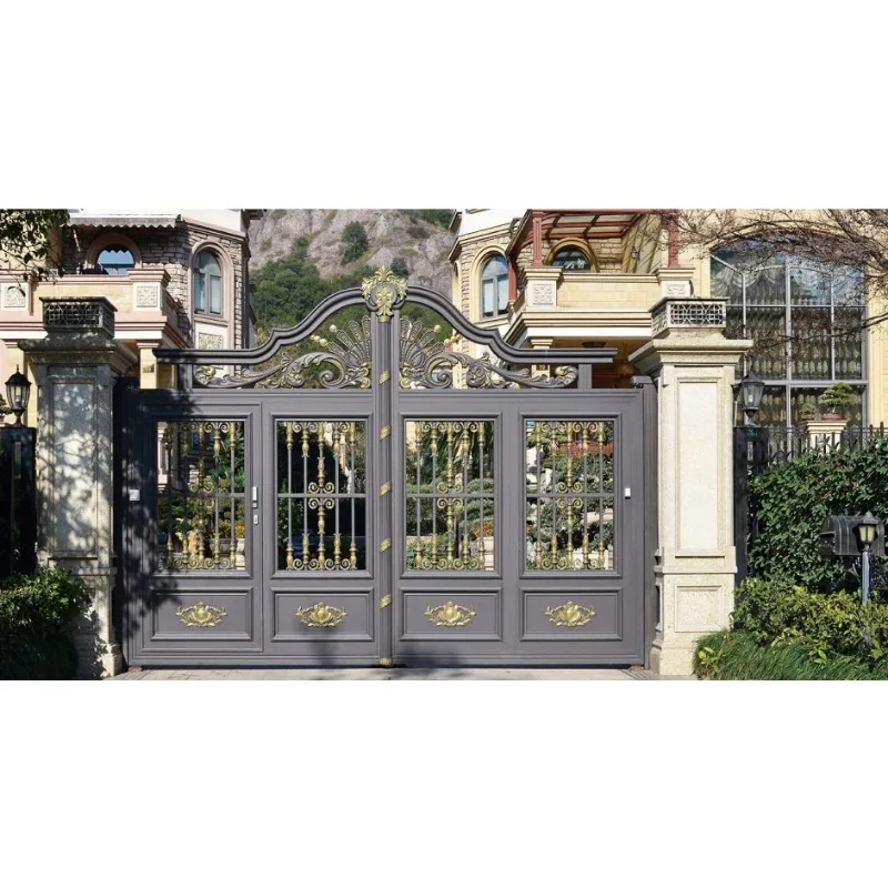 Entrance Fencing with Automatic Door Operators Main Door Trellis Designs Driveway Gates Fence for Villas Factory Direct