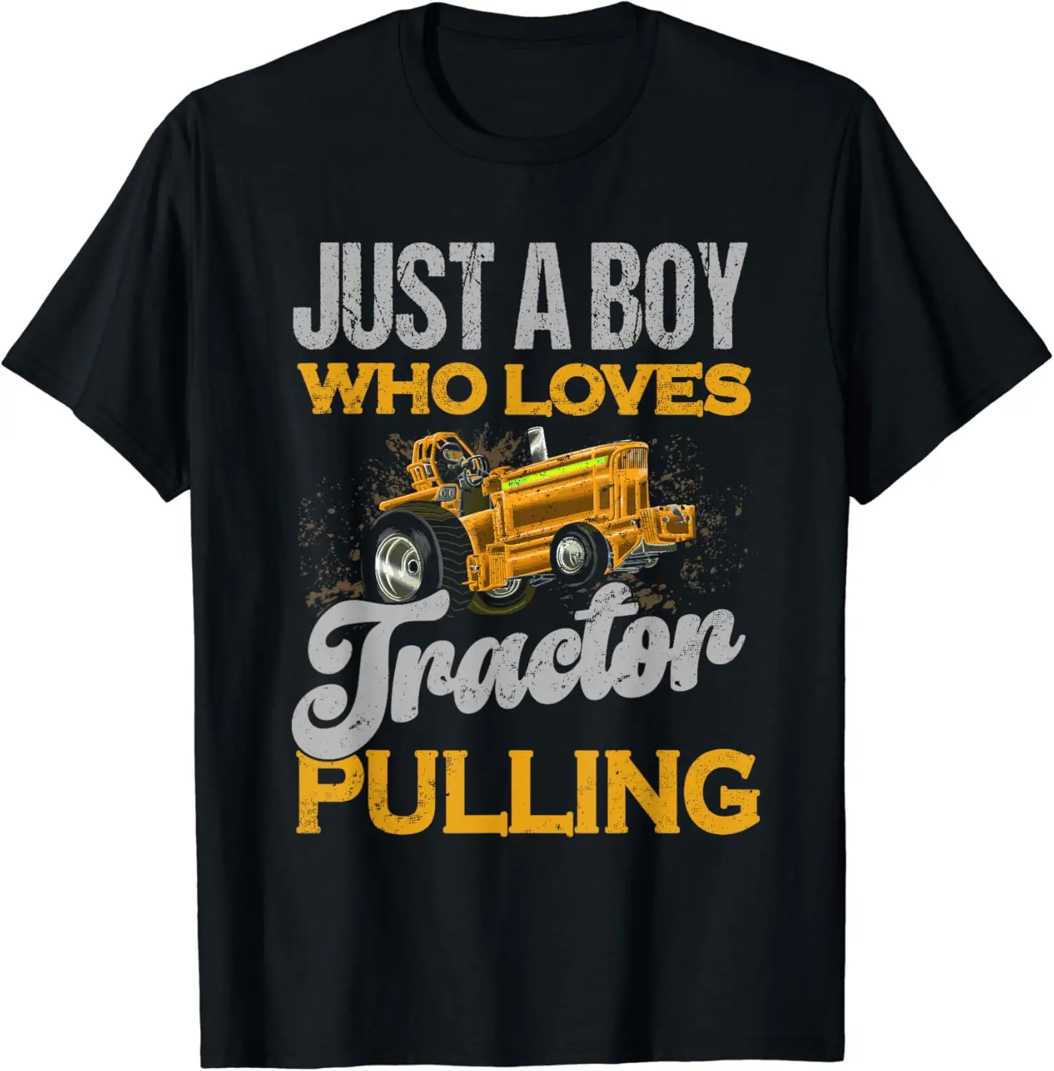 JUST A BOY WHO LOVESFracton PULLING Vintage Tractor Pulling Season Graphic Design Tractor Puller T-Shirt Men Print Cotton Tees