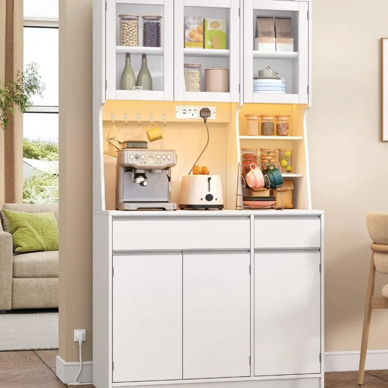 Cabinets with LED lights and power sockets for storage, large capacity supply