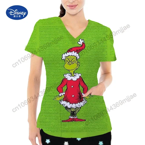 Imagen 1 del producto Camiseta de enfermera para mujer, Top de manga larga con cuello en V, ropa femenina con bolsillo, camisetas de Disney para mujer, ropa para mujer Y2k, Tops, blusa 2023