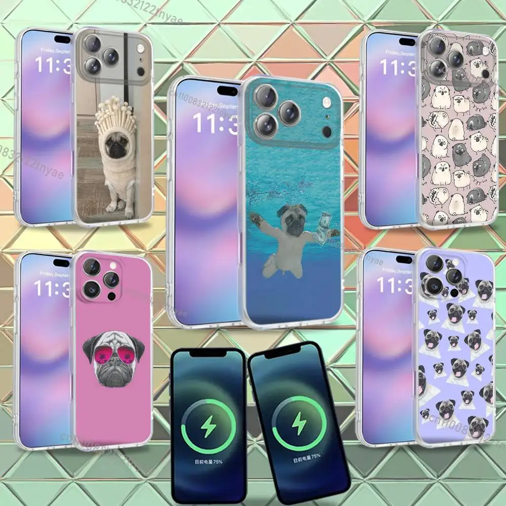 

Hot Cute Pug Dog For iPhone 17,12,11,14,13,15,16,Plus,Air,Pro,Max,E,Mini for Magsafe Magnetic Frosted Phone Case