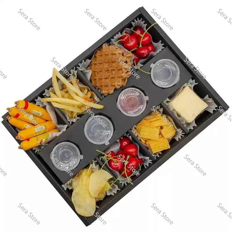 Food Display Box Takeaway Brunch Packaging Grazing Box with Divider Snack Candy White Paper Remove Container Food Box