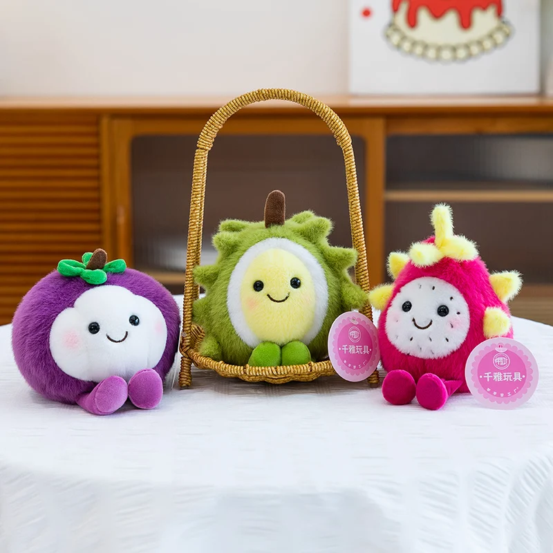14Cm Cartoon Fruit Pluche Pop Zachte Hami Meloen Pitaya Durian Perzik Persimmon Mangostee Knuffel Home Decor Cadeau voor Kinderen