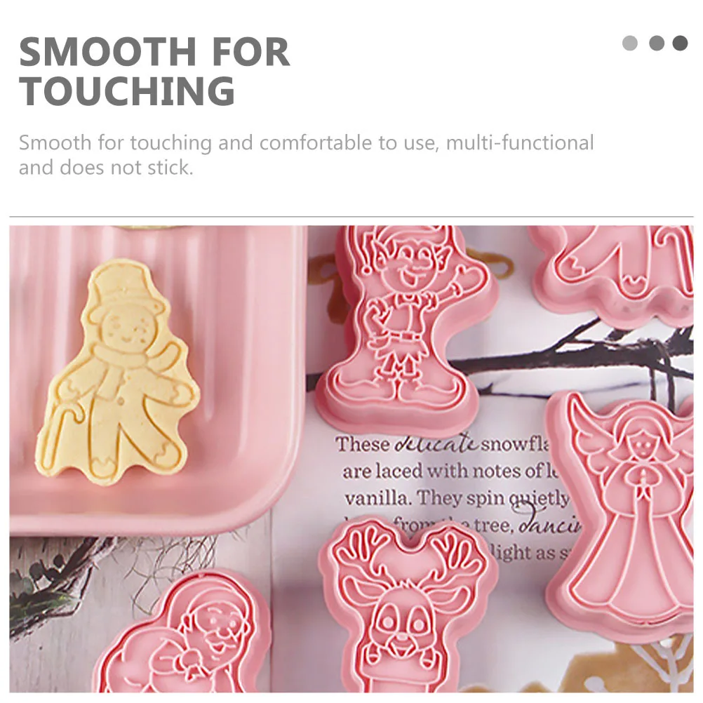 8 pezzi stampi per biscotti a tema natalizio PP tipo pressa forniture da forno antiaderenti timbri per biscotti natalizi stampo per biscotti in plastica