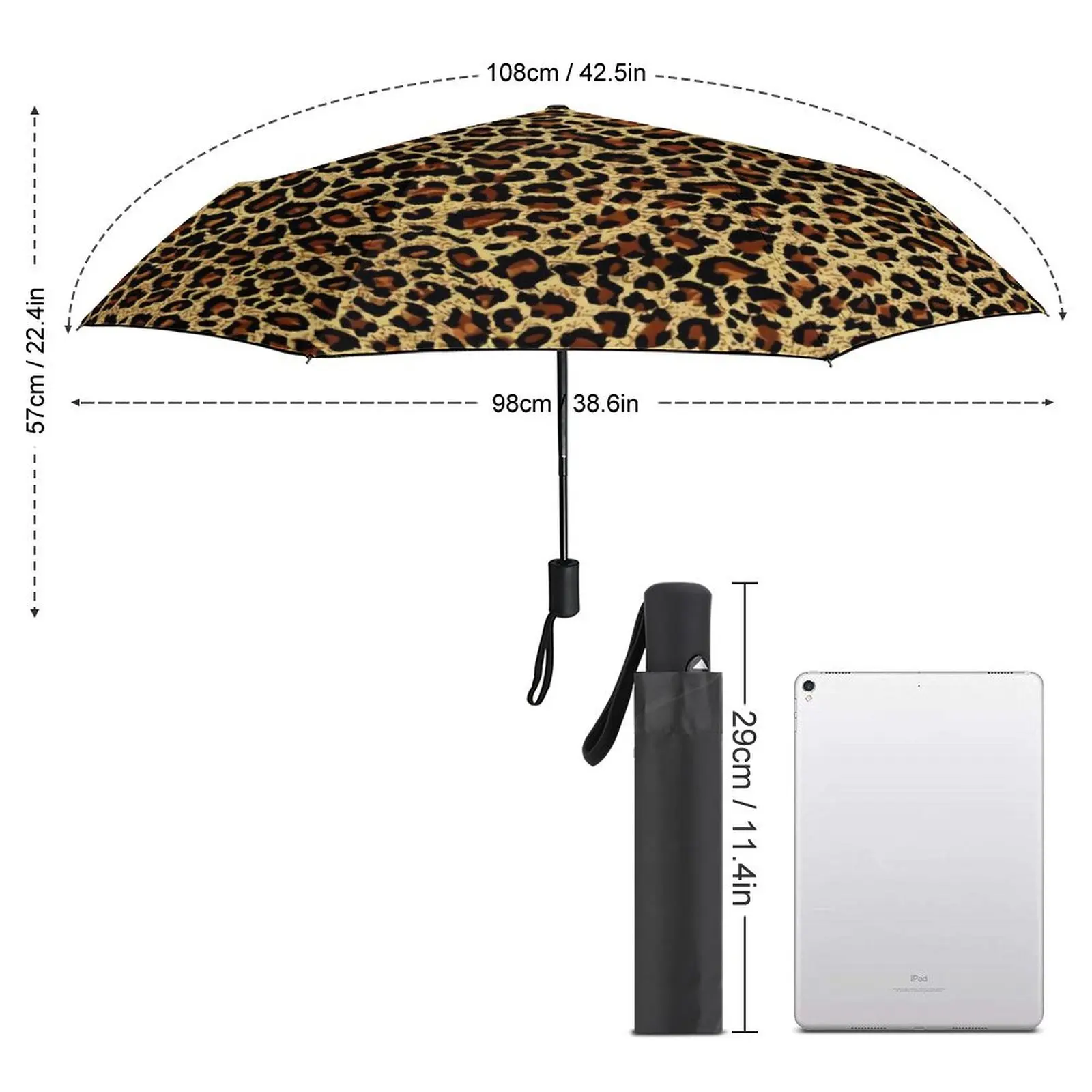 Imagem -02 - Guarda-chuva Leopard Clássico Retro Animal Print Legal Compacto Pintura Pesca Anti uv Automático