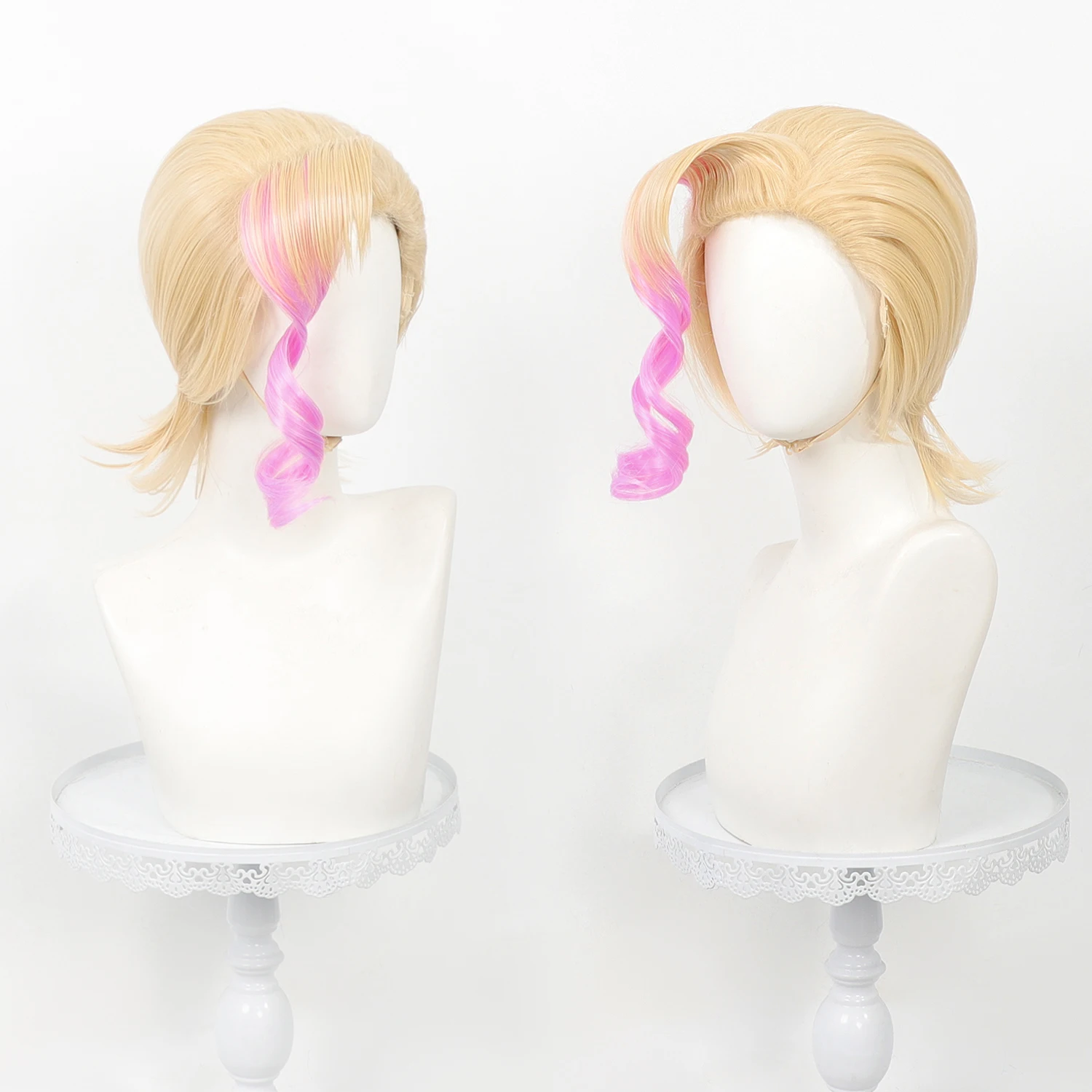 Zootopia Character Gazelle Cosplay Wig Blonde To Pink Ombre Synthetic Wavy Hair Wig For Cosplay Party Daily Wear